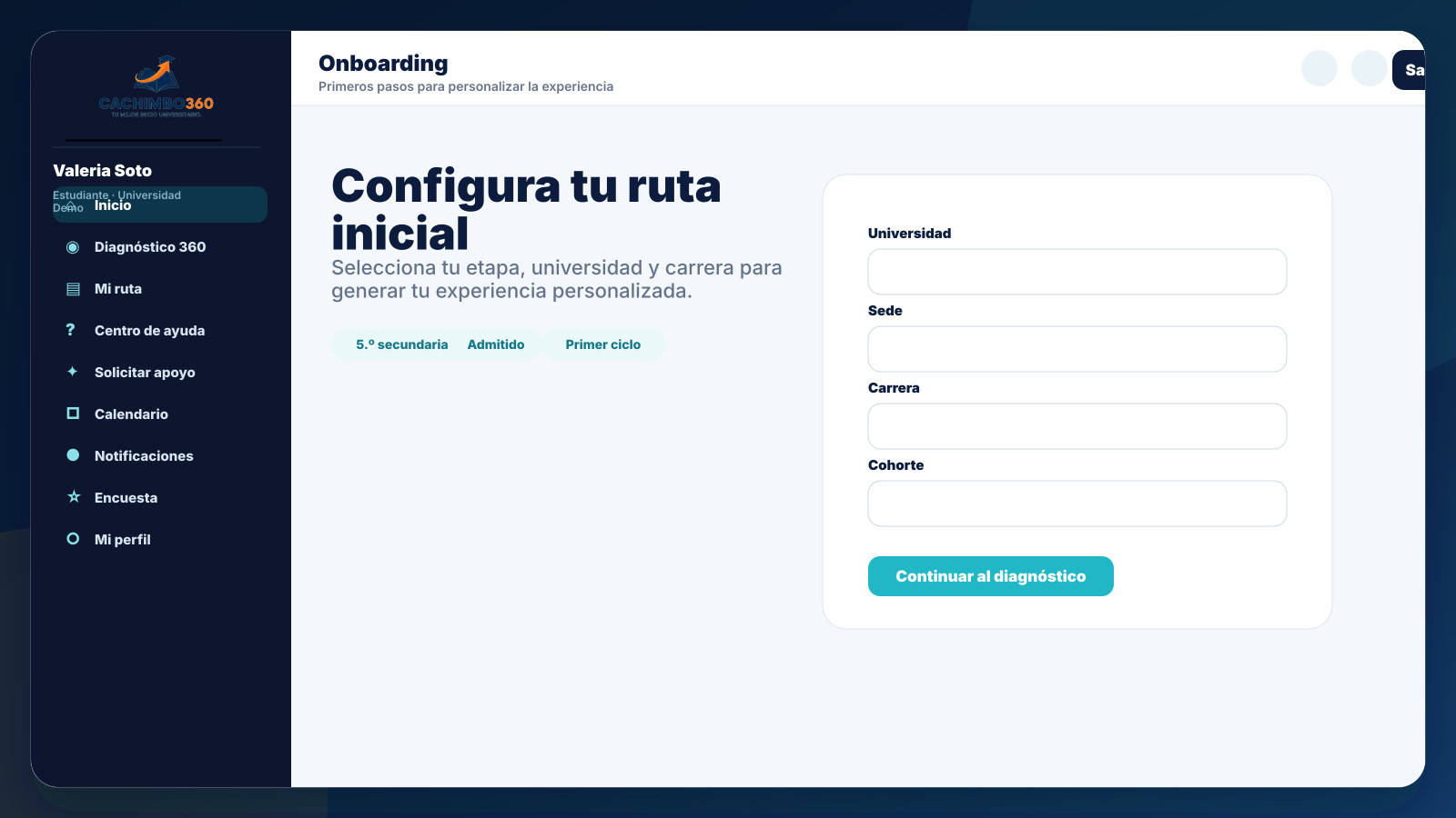 Onboarding del estudiante